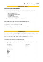 English Worksheet: Dead poets society, Keating, troubles ahead, father and son