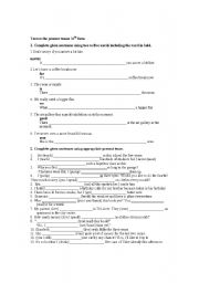 English worksheet: present tenses