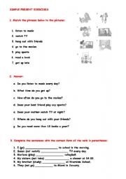 English Worksheet: SIMPLE PRESENT  - EXERCISES