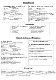 English Worksheet: Tenses review activities