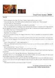 English Worksheet: dead poets society comprehension sheet