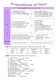 English Worksheet: Prepostions of Time