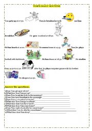 English Worksheet: Toms Daily Routine