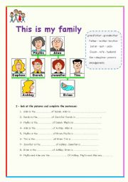 English Worksheet: family