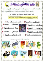 English Worksheet: A visit to a fortune teller