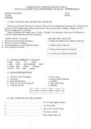 English worksheet: exam 5th grade