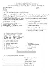 English Worksheet: exam 5th grade