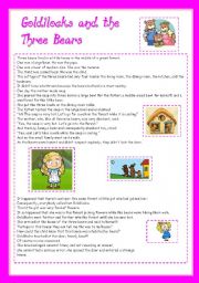 English Worksheet: Goldilocks and the Three Bears.