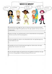 English Worksheet: Who am I?