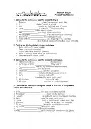 English Worksheet: Present simple and present continuous + Frequency adverbs and answer key