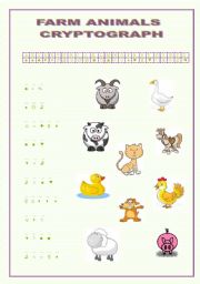 English worksheet: farm animals cryptograph