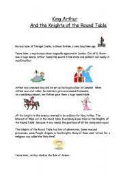 English Worksheet: King Arthurs life