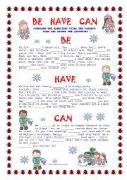 English Worksheet: Be Have Can - practice