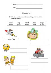 English Worksheet: synonyms