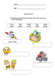 English worksheet: synonyms