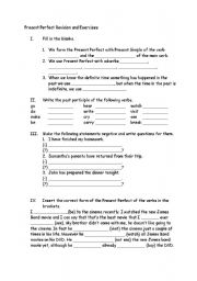 English Worksheet: Present Perfect, revision and exercises