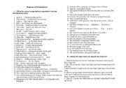 English Worksheet: Degrees of Comparison (+ Answer Key)