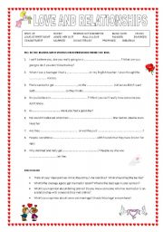 English Worksheet: LOVE AND RELATIONSHIPS