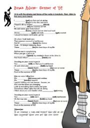 English Worksheet: Song: Summer of 69 - Bryan Adams