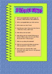 English Worksheet: 20 ideas for writing -1