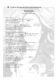 English Worksheet: When I Need You - Celine Dion
