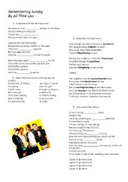English worksheet: All Time Low - Remembering Sunday