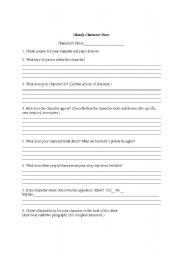 English worksheet: Ghostly Character Worksheet