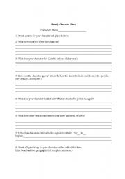 English Worksheet: Ghostly Character Worksheet