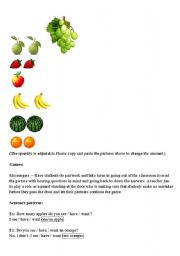 English Worksheet: Fruit & Numbers