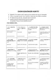 English Worksheet: Idioms icebreaker activity