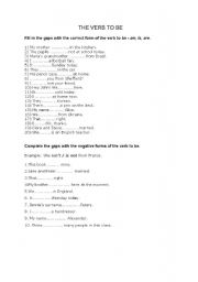 English Worksheet: The verb to be