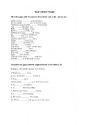 English Worksheet: The verb to be