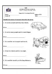 English worksheet: means of transport