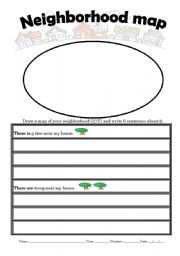 English worksheet: Neighborhood map