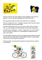 English Worksheet: The Tour of France