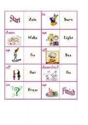English worksheet: Phrasal verbs domino