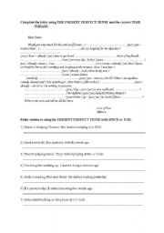 English Worksheet: present perfect