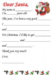 English Worksheet: Letter to Santa