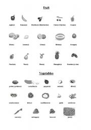English worksheet: Fruit & Vegetables Vocabulary with Pictures