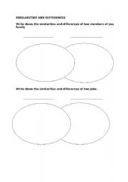 English worksheet: similarities and differences