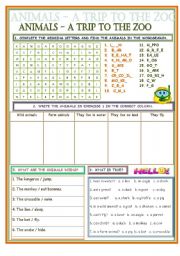 ANIMALS - A TRIP TO THE ZOO - ESL worksheet by valedanilova