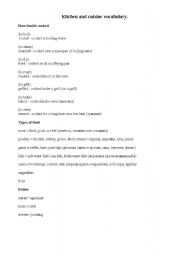 English worksheet: Kitchen and cuisine vocabulary