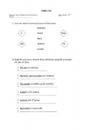 English worksheet: English test for 4th grade