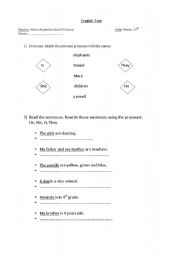 English Worksheet: English test for 4th grade