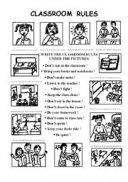 English Worksheet: classroom rules