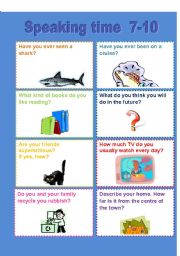 English Worksheet: Speaking time 7