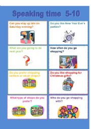 English Worksheet: Speaking time 5-10