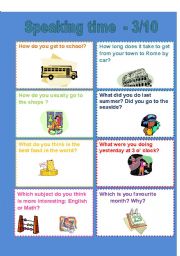 English Worksheet: Speaking time 3