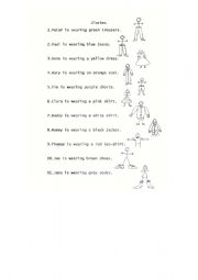 English Worksheet: What are they wearing?