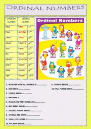 English Worksheet: ordinal numbers